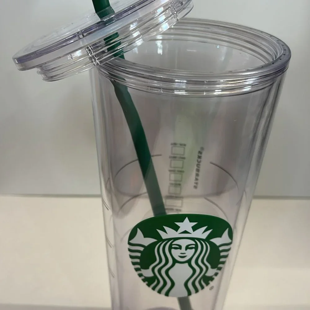 Starbucks 2022 Classic Siren Logo Clear Plastic Cold Cup Tumbler Venti 24oz - Picture 3 of 4